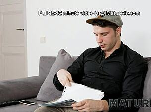 chubby mature woman intensely fucks stepson in stockings