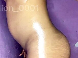 Curvy ebony babe squirts intensely while fucking her toys hard.