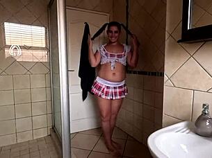 blumpkin whore sucks and jerks cock, spitting and slapping for cum facial!