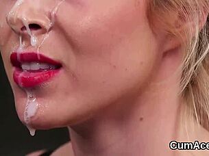 peach gets load on face eating cream