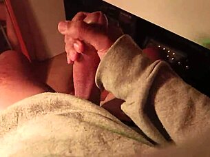 Hot guy in sweater and boxers jerking off his big cock with loud moaning and intense teasing