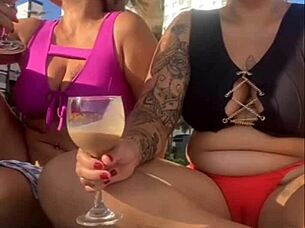 Milf Flashes On Beach Without Husband Knowing.