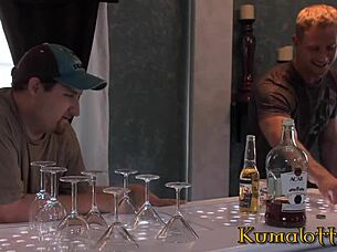 Are busty milfs teasing their boytoy with big tits?