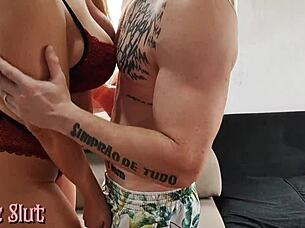 Suzie, you slut, getting pounded doggystyle by your tattooed German boyfriend with his big cock.