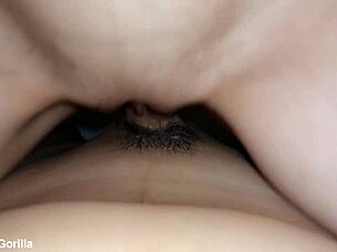 She feels so young at 18 during her first time with a big cock, getting cum covered in homemade sex