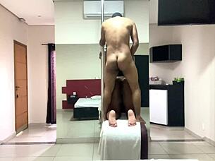 Big Tits Brunette Gets Handjob on Pussy and Ass