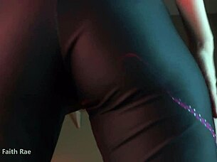 black woman sweats during intense workout blackmail session