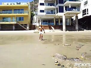 Imagine a steamy threesome by the sea with redheads and interracial licking