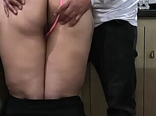 Quick Sex With Hot MILF Mother-In-Law In Kitchen Ends With Cum-Filled Pussy Almost Caught By Wife