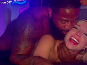 Hot blonde begs for creampie riding muscular friend cowgirl, spitting moaning close up bent over