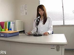 watch this sexy teen secretary give a blowjob in the tokyo office, swallowing cum.