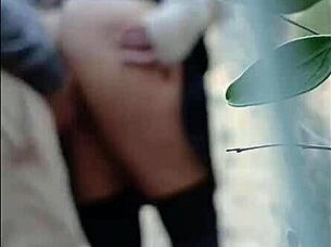 hot milf gets creampie outdoors