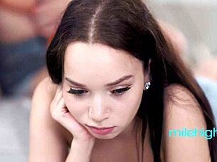 New recruit joins busty sorority leader in college setting.