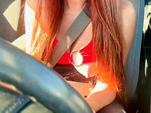 Italian hot milf Artemisia Love flashes big tits during sexy car ride