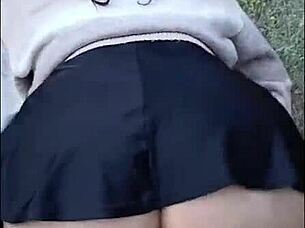 hot milf gets creampie outdoors