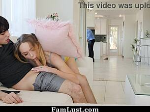 teen playfully teases her innocent step brother