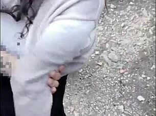 hot milf gets creampie outdoors