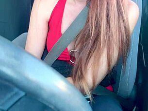 Italian hot milf Artemisia Love flashes big tits during sexy car ride