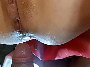 Oh, he fills my ass with hot piss in this close-up view!