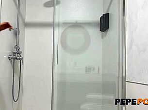 not even in the shower, elektra red is moaning and bent over for a second round of fucking.