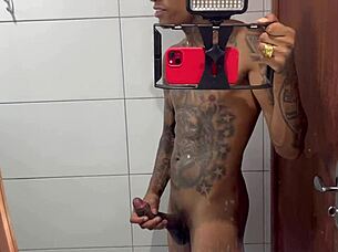 after the beach, passionate sex in the bathroom with lunna geek, holding her close as i cum inside her warm body