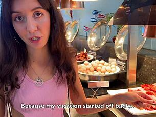 picked up a sad girl in a hotel and pleased her with hard fucking and cum on her face