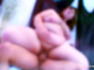 Fat Redhead Teen Picked Up and Fucked by Small Guy