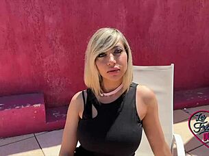 Beautiful European milf Lisa in lingerie adores sex and cock with small waist and big tits.