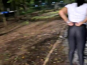 I let that safada take me to the city square to strip naked and swallow cum in my mouth