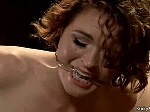i-i'm this busty redhead slave, all bound and gagging from the chain through my crotch, it hurts so much
