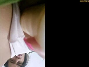 Young teen masturbates with dildo solo