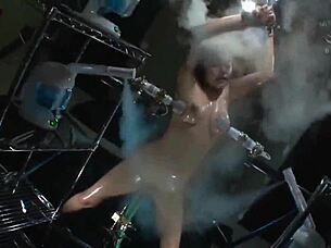 asian woman bound in electro bondage session