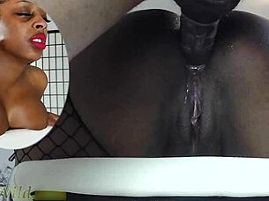 Afro Puffs Girl Takes Intense Bar Stool Anal