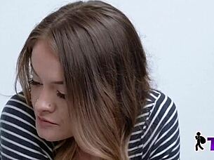 that cute teen is blowing a huge cock to stay out of jail, hidden cam style