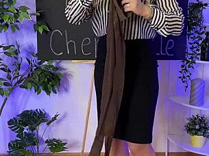 sexy mature teases in sheer brown pantyhose at nylon club