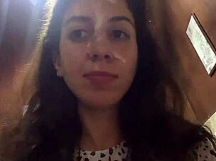 I came on the beautiful brunette's face in the public sushi bar, and she ate sushi rolls with my cum on her face, performing a cumwalk.