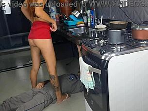 Plumber arrives to find her without panties