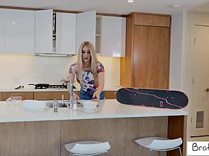 Overwhelmed by desire, she tempts him passionately