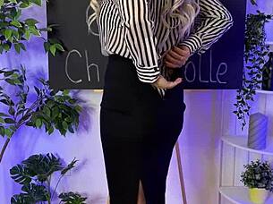 sexy mature teases in sheer brown pantyhose at nylon club