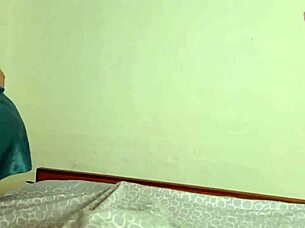 Stepmom convinces stepson for intense handjob and cum on her tits.