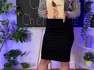 sexy mature teases in sheer brown pantyhose at nylon club