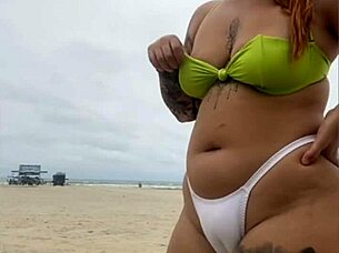 cheese seller staring at pussy on the beach