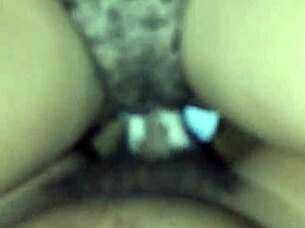 Ebony couple enjoys homemade riding session with creamy finish.