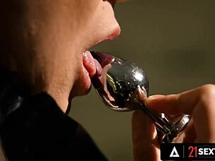 Francys Belle prepares with butt plug before enjoying cock in ass.