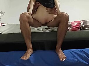 Husband boldly uses latina wife as pleasure object, filling her with creampie.