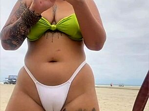 cheese seller staring at pussy on the beach