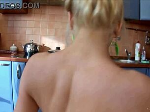 why is teen blonde aina m getting fucked hard in the kitchen?