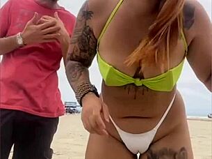 cheese seller staring at pussy on the beach