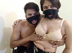 Sexy housewife riding natural cock in homemade video 😍 Maruf and Shomana.