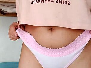 selene strips naked at home for her voyeur neighbor 😏 petite brunette bent over in doggystyle, flashing small tits and ass